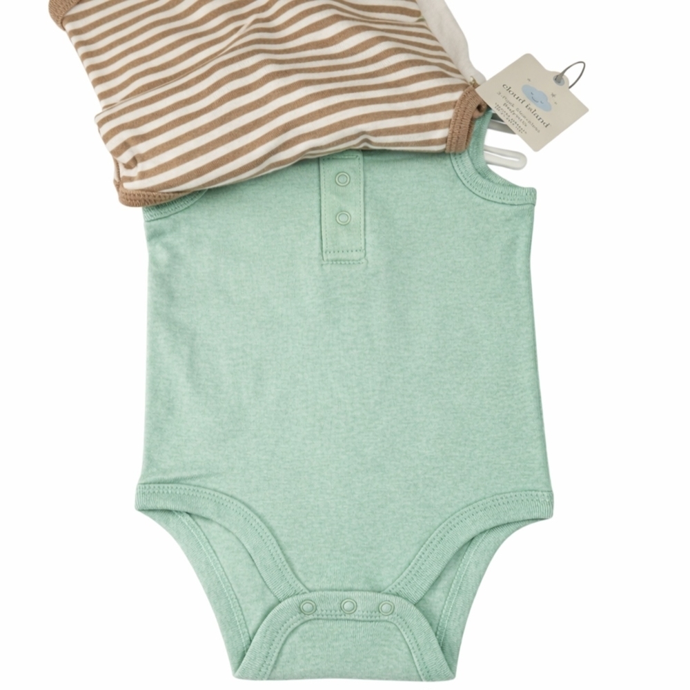 Cloud Island Baby Bodysuits 0–3 Months | 3-Pack Sleeveless Cotton - Picture 5 of 7